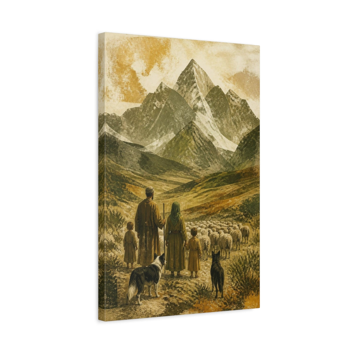 Side Mockup 3. Shepherd Family Pets shown as canvas print