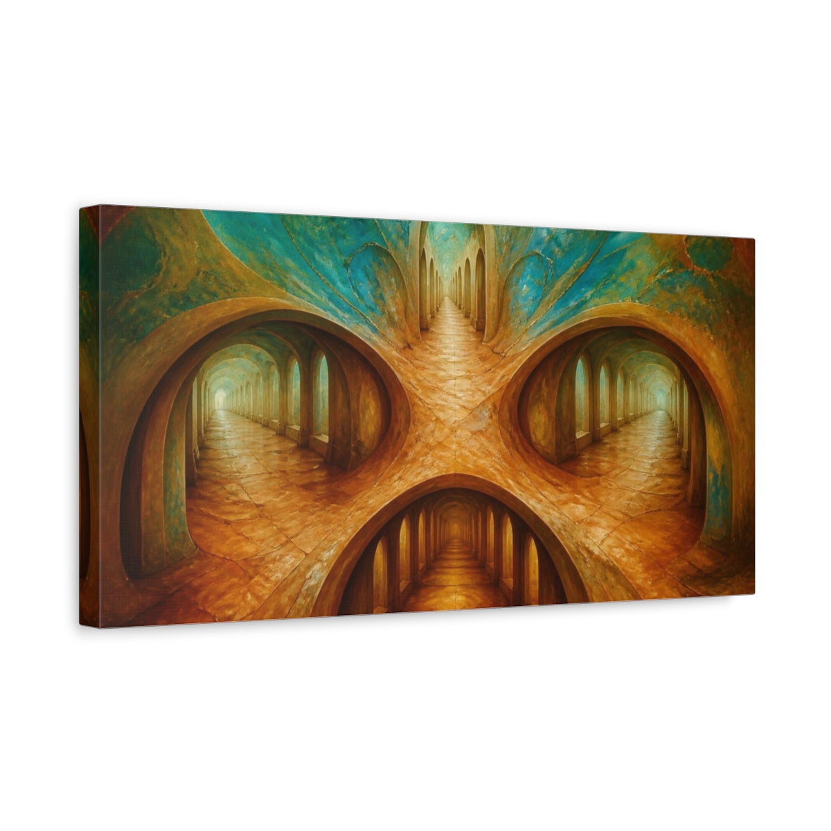 Side Mockup 3. Sienna Passageway shown as canvas print