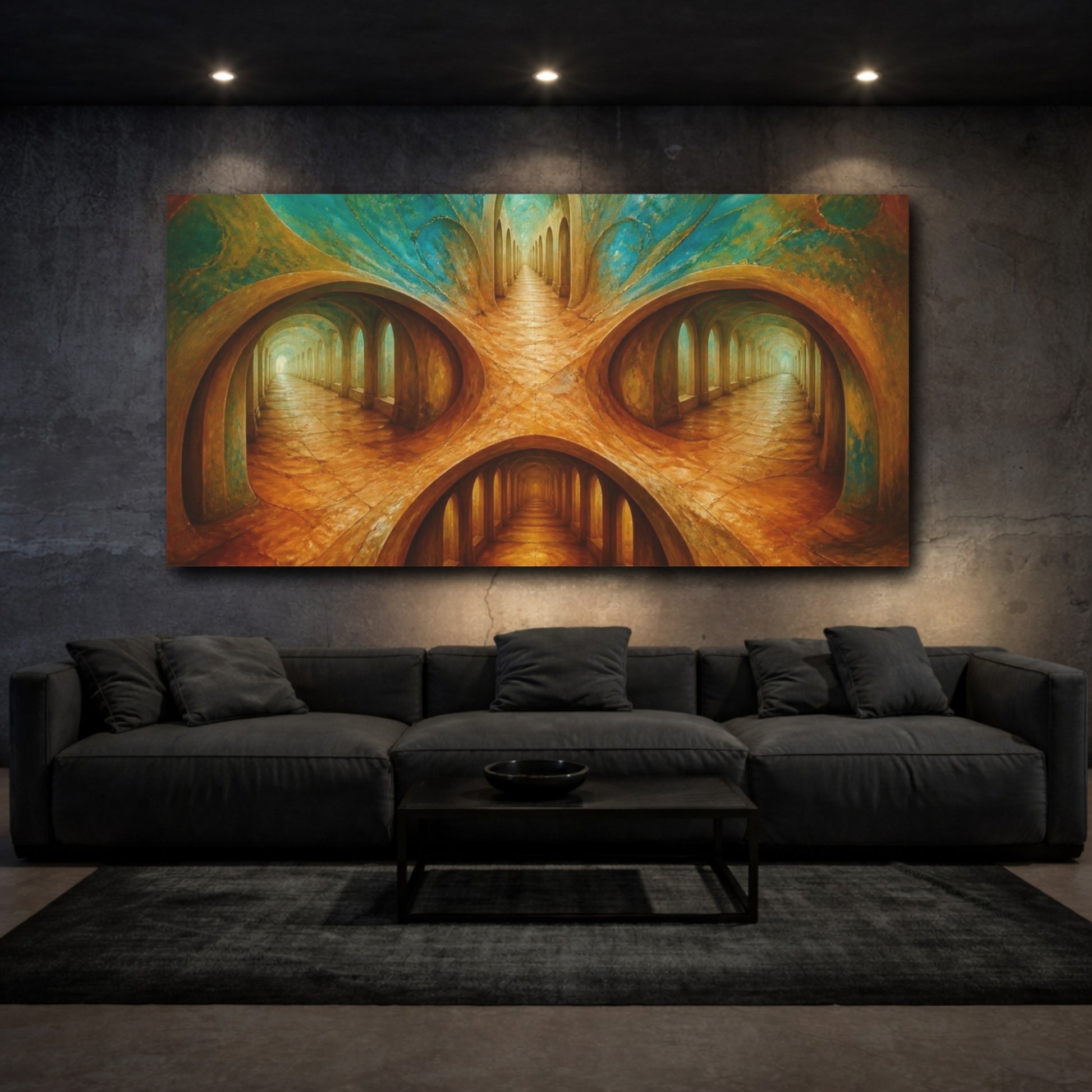 Mockup 3. Sienna Passageway shown as canvas print