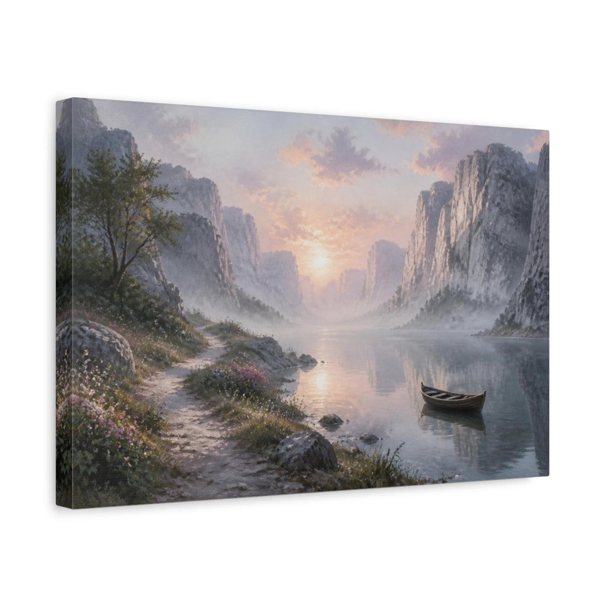 Side Mockup 4. Silver Canyon Sunrise shown as canvas print
