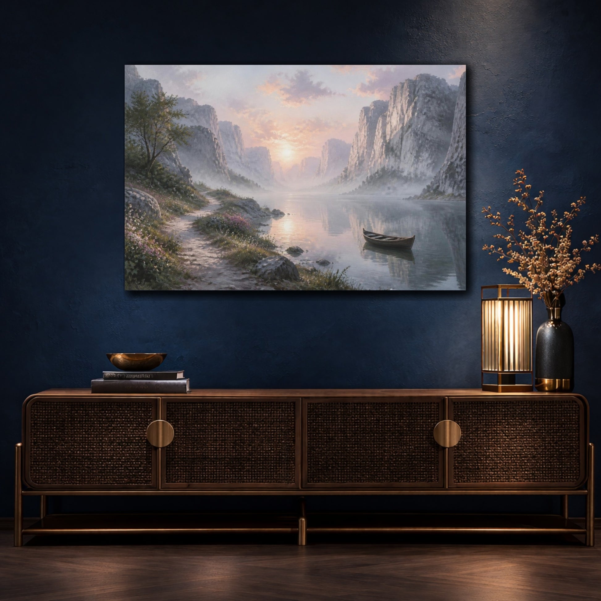 Mockup 4. Silver Canyon Sunrise shown as canvas print