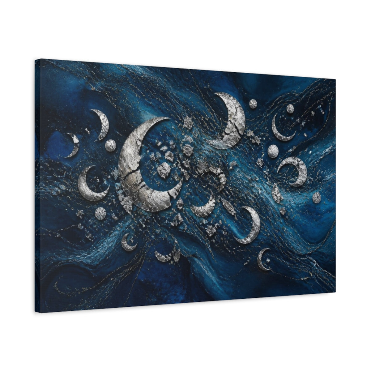 Side Mockup 2. Silver Moon Shards shown as canvas print