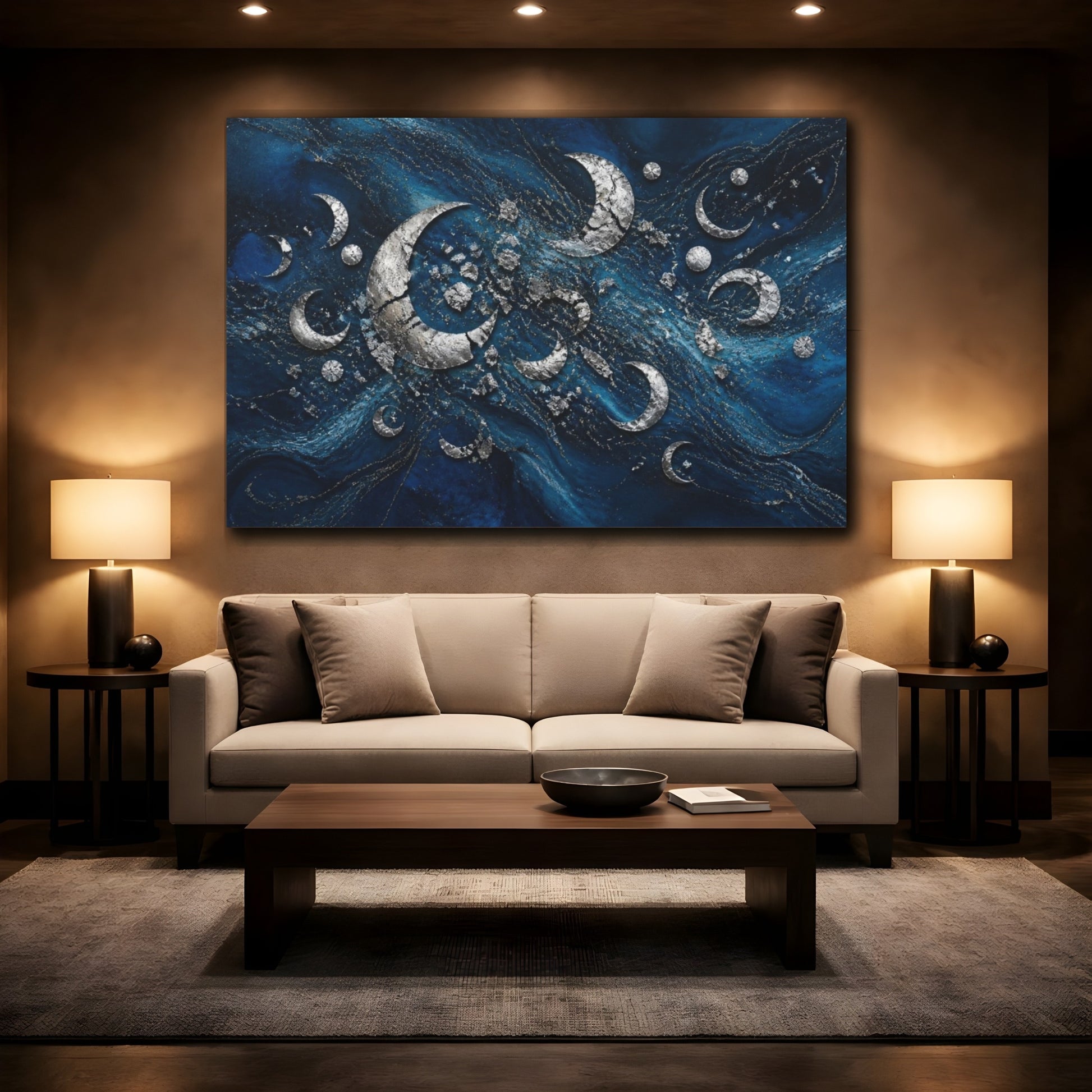 Mockup 2. Silver Moon Shards shown as canvas print