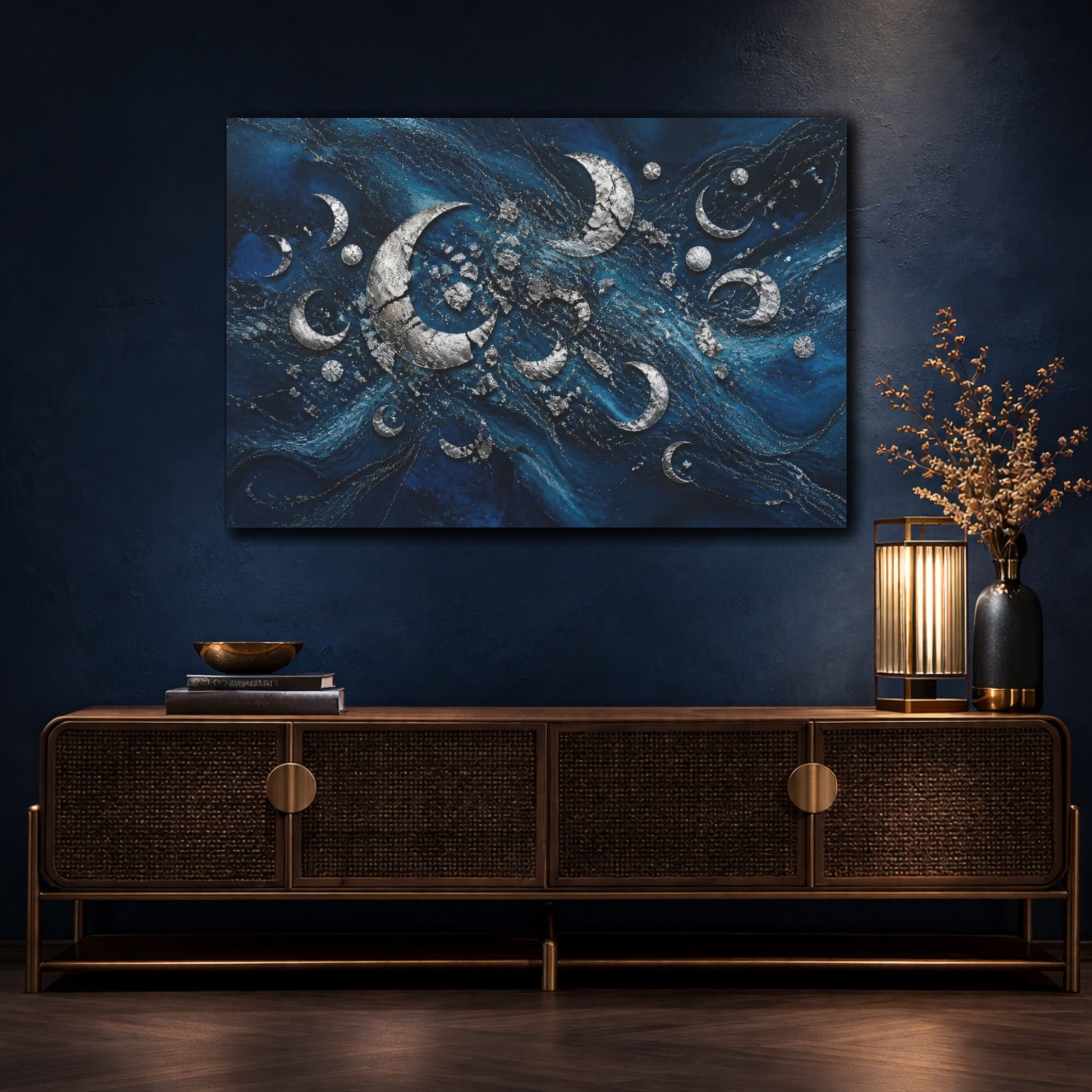 Mockup 4. Silver Moon Shards shown as canvas print