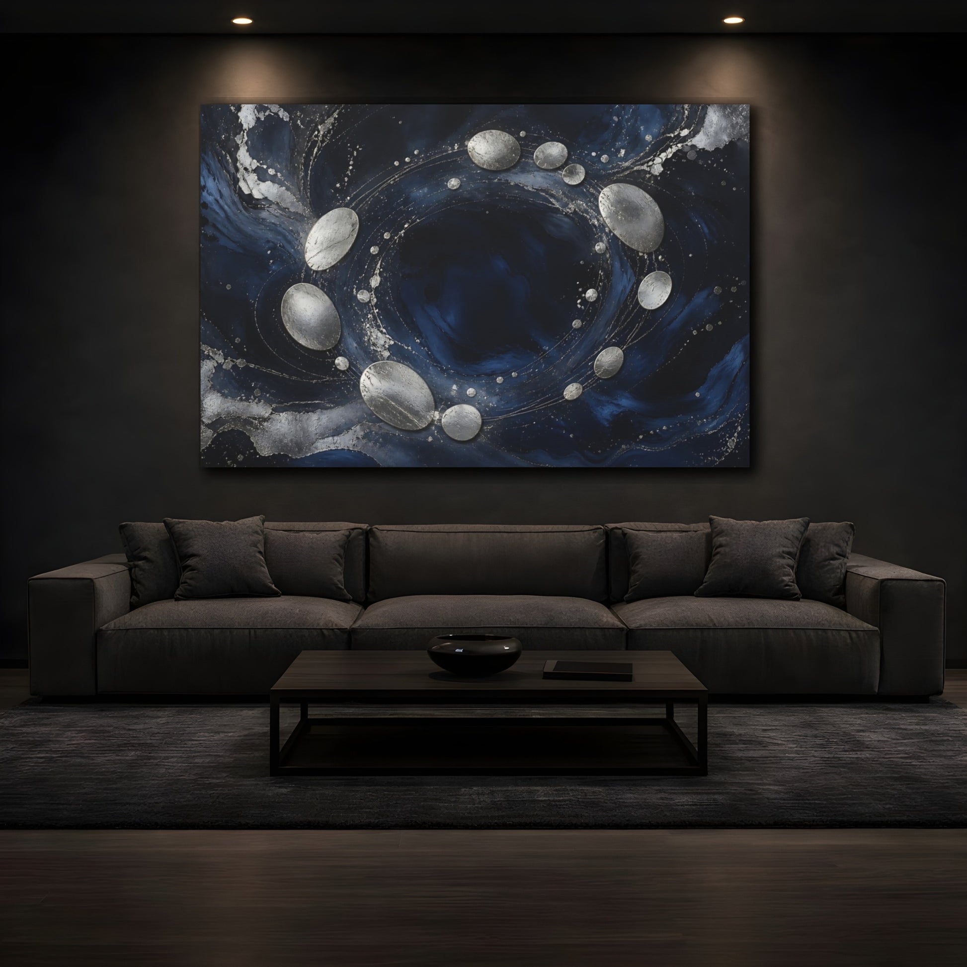 Mockup 3. Silver Orbital Ring shown as canvas print