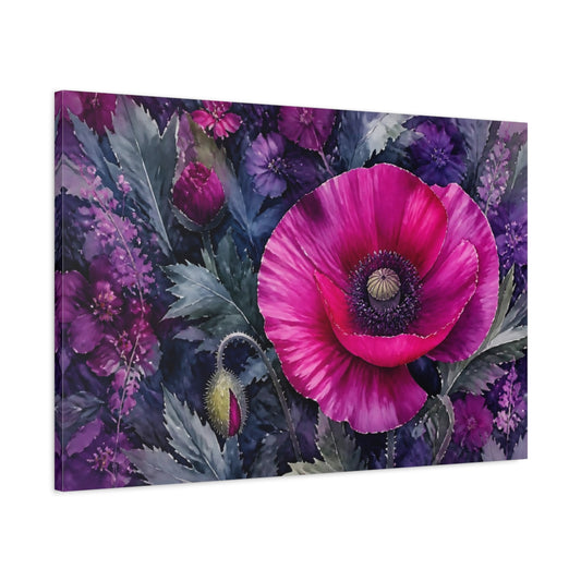Main Mockup. Single Magenta Poppy shown as canvas print