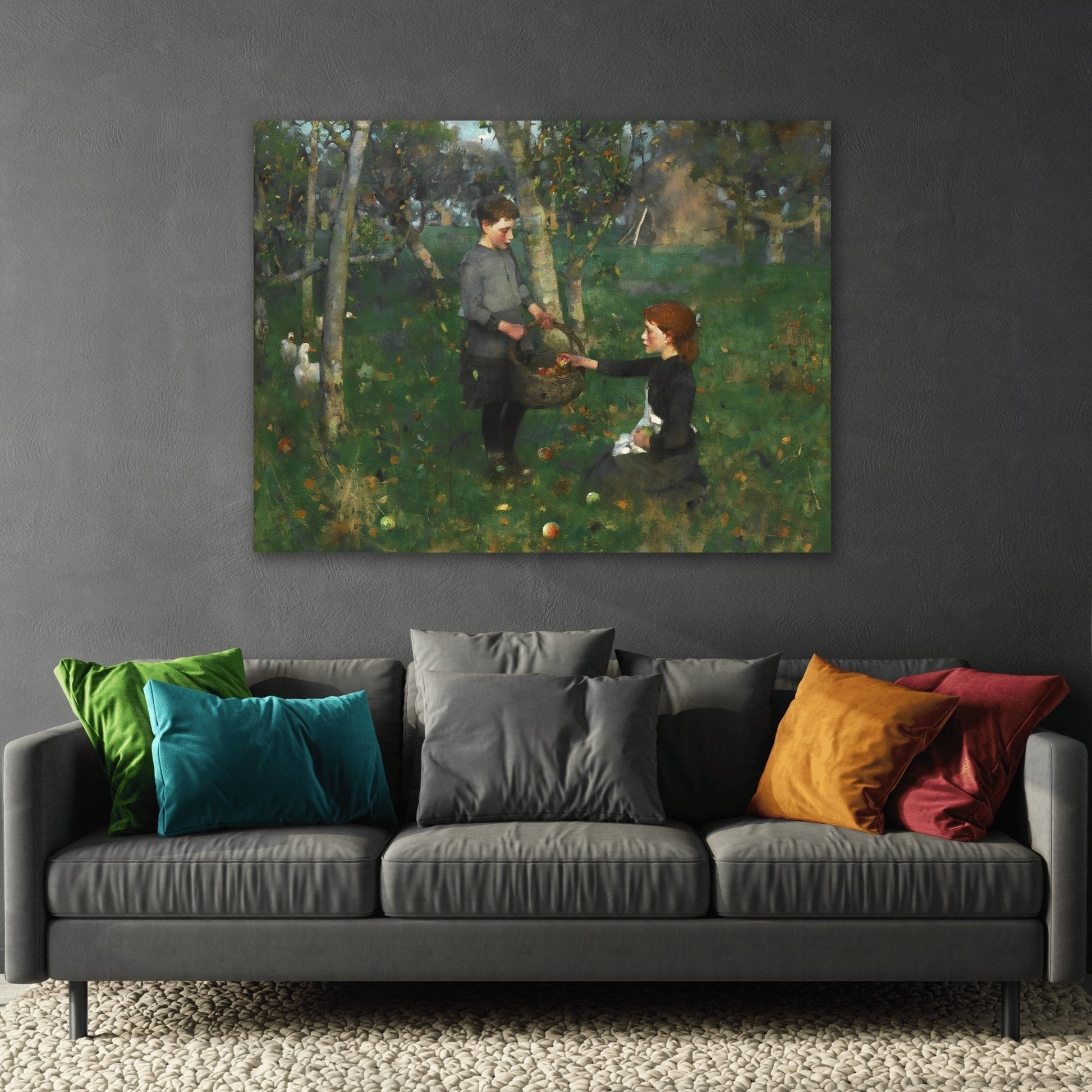 Sir James Guthrie In the Orchard- Colorful Garden Canvas Wall Art Print