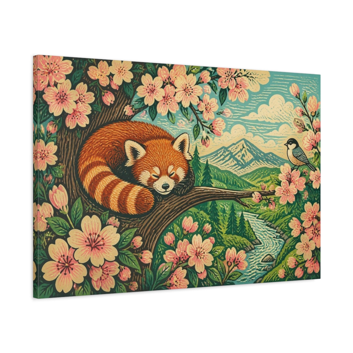 Main Mockup. Sleeping Red Panda Kids Art shown as canvas print