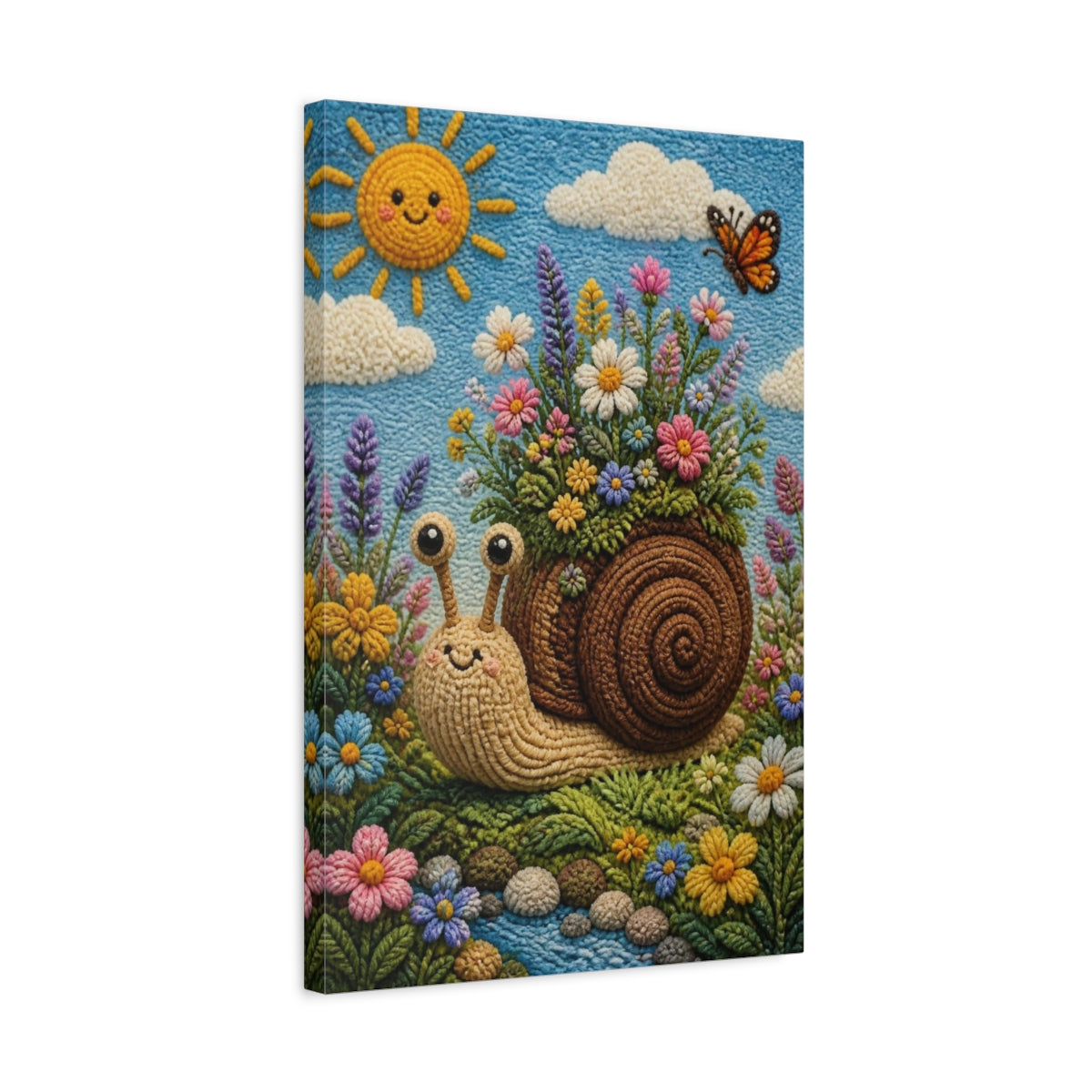 Side Mockup 3. Snail Meadow Kids Room shown as canvas print