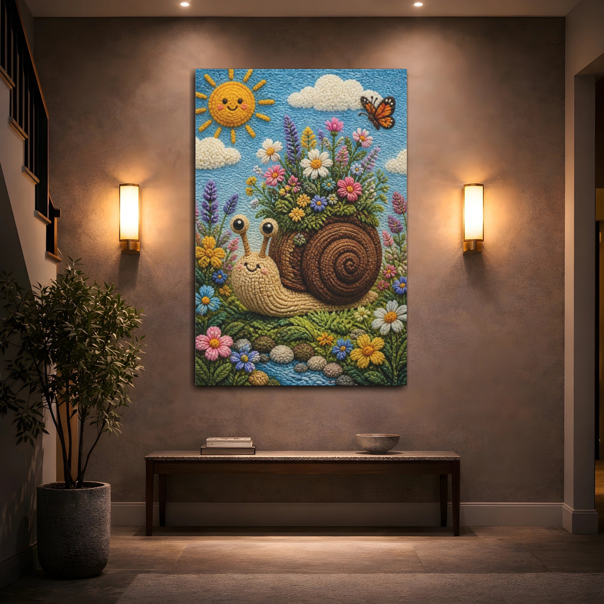 Mockup 2. Snail Meadow Kids Room shown as canvas print