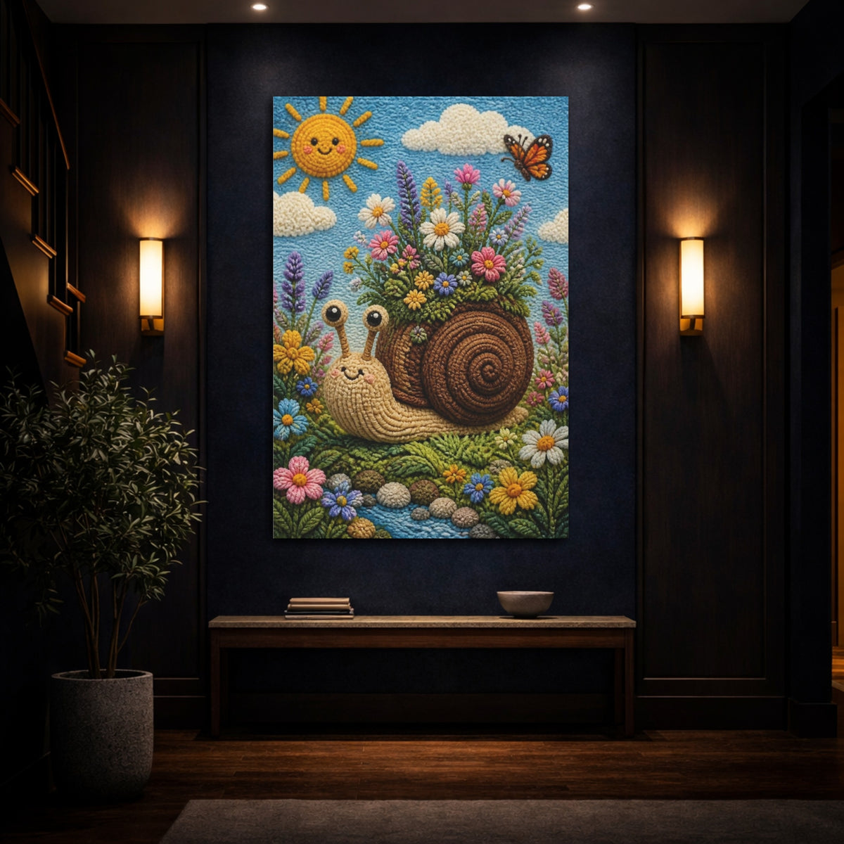 Mockup 4. Snail Meadow Kids Room shown as canvas print