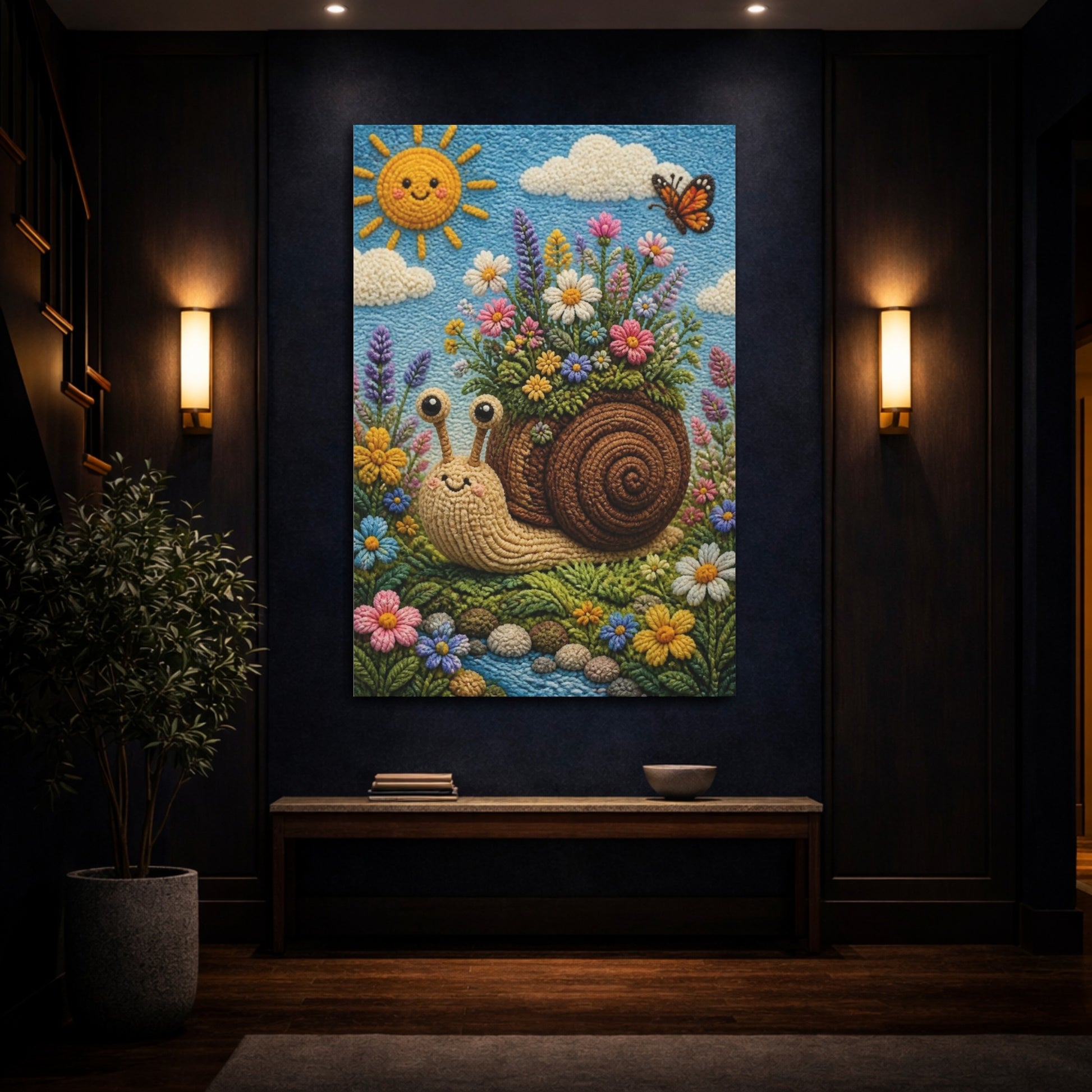 Mockup 4. Snail Meadow Kids Room shown as canvas print