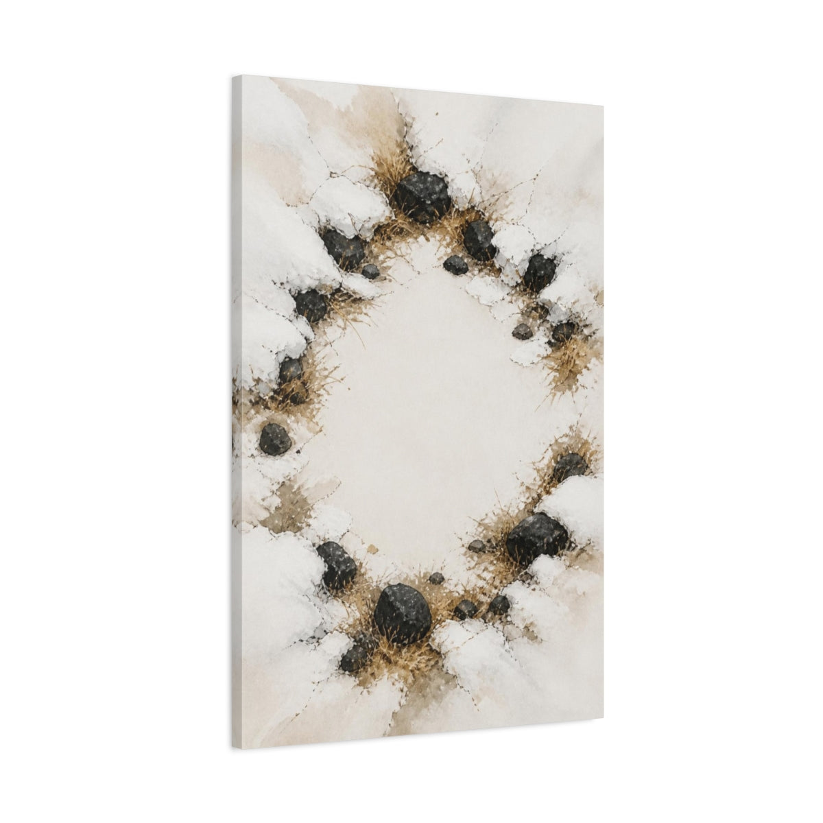 Main Mockup. Snow Melted Stones shown as canvas print