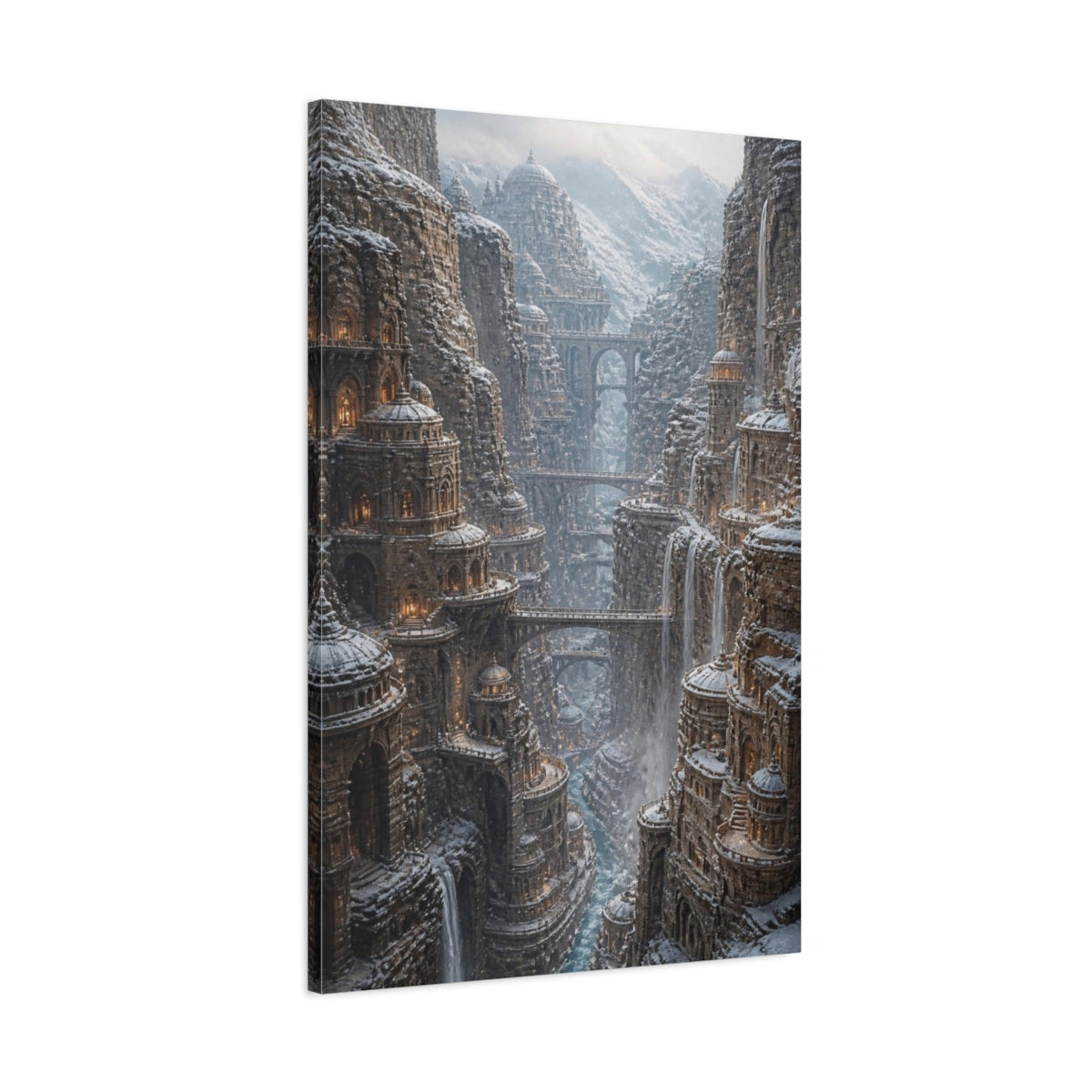 Main Mockup. Snowbound Canyon City shown as canvas print