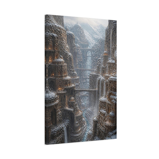 Main Mockup. Snowbound Canyon City shown as canvas print