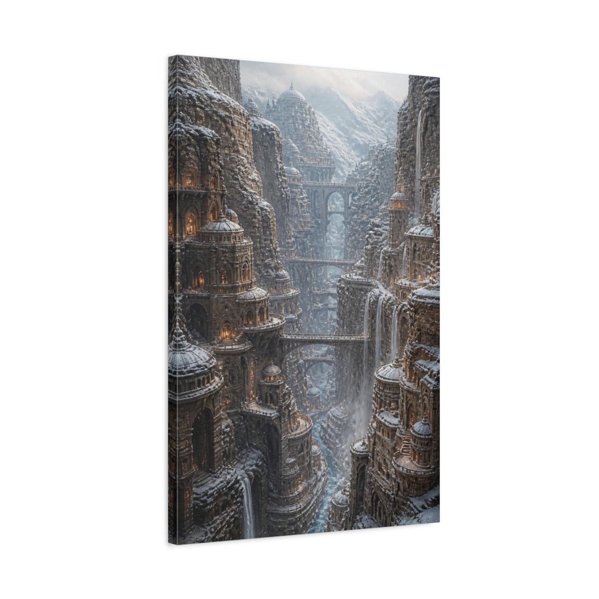 Side Mockup 2. Snowbound Canyon City shown as canvas print