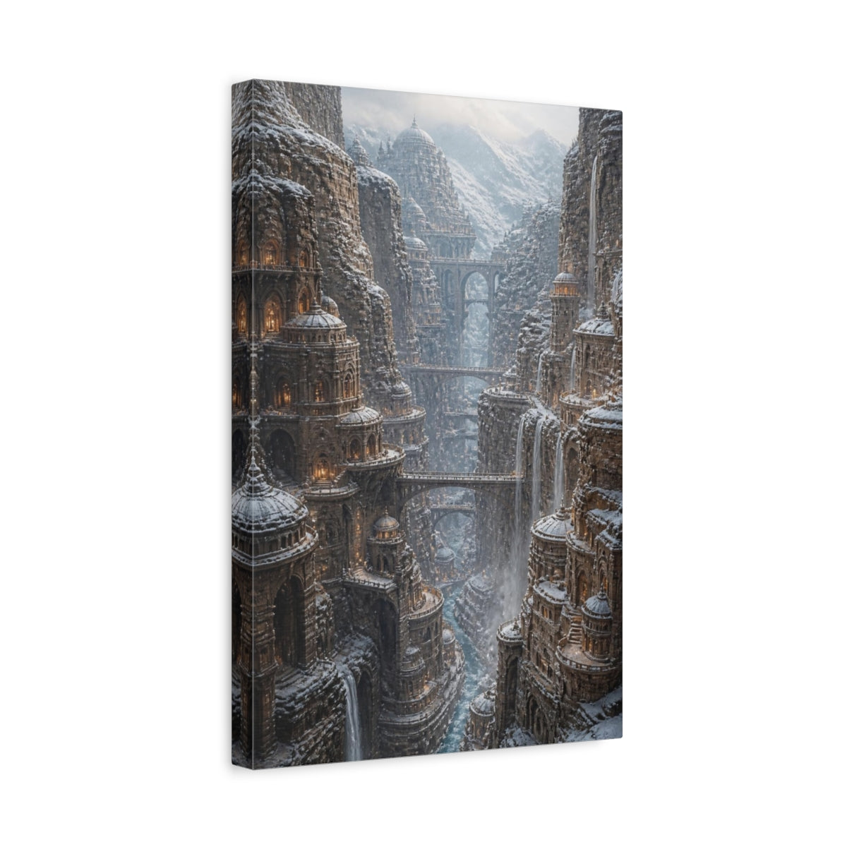 Side Mockup 4. Snowbound Canyon City shown as canvas print