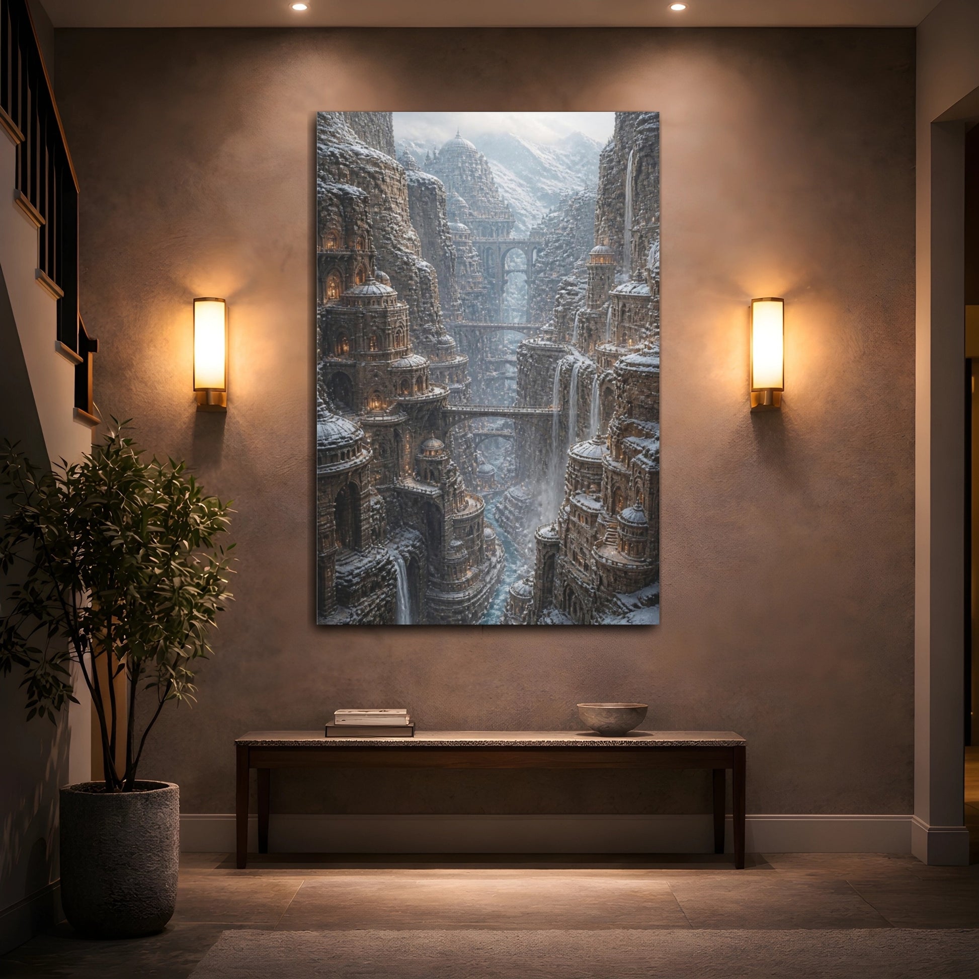 Mockup 2. Snowbound Canyon City shown as canvas print