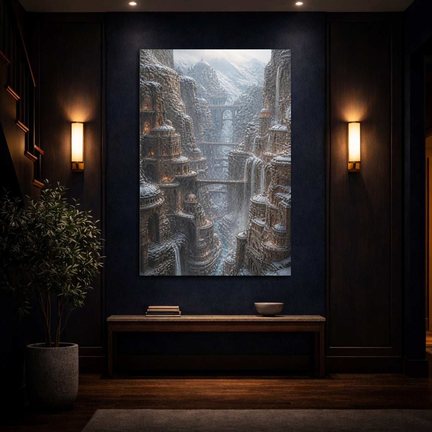 Mockup 4. Snowbound Canyon City shown as canvas print