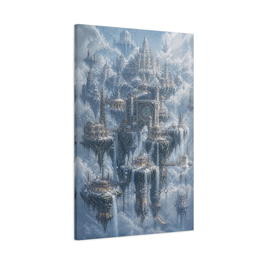 Main Mockup. Snowbound Sky City shown as canvas print