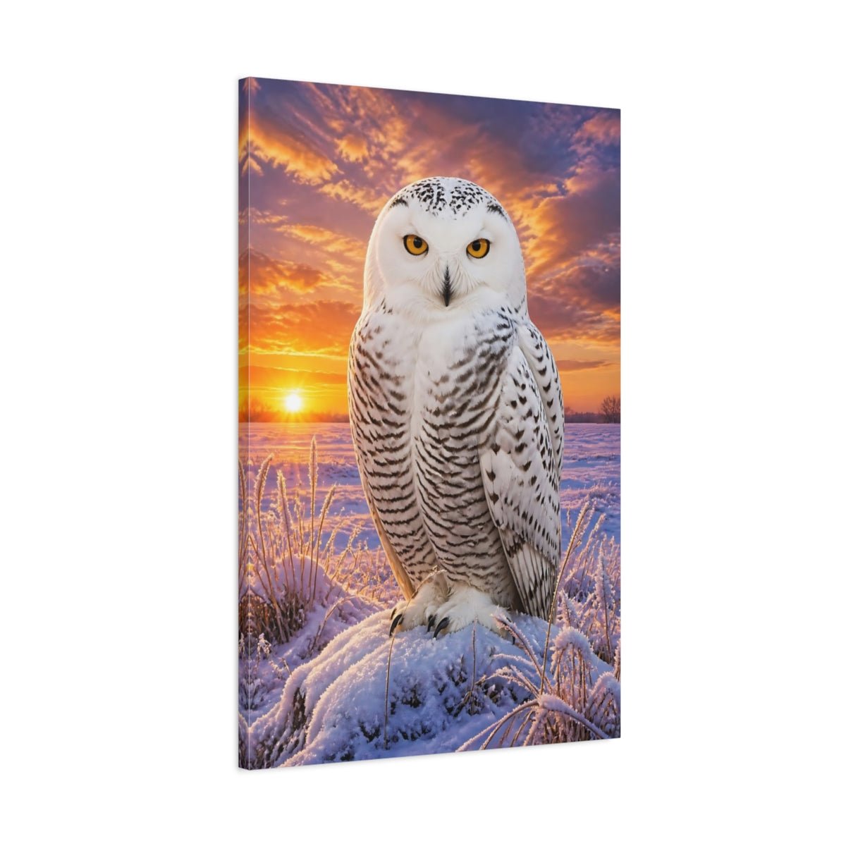 Snowy Owl Animal Portrait Canvas Print Wall Art – Living Room Decor, Above Fireplace - YesArtYes