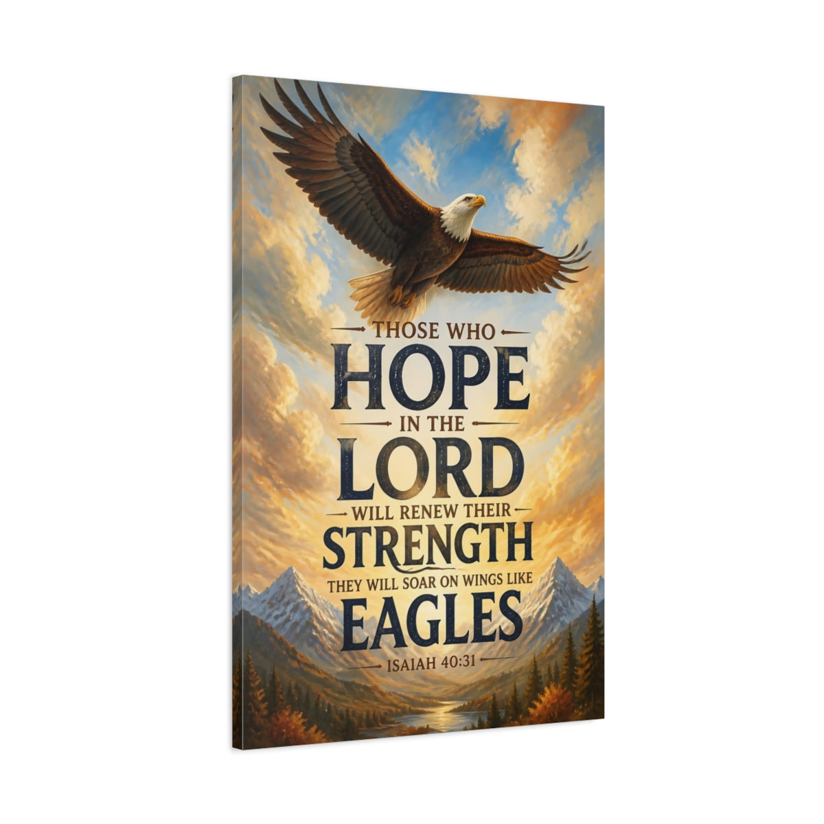 Main Mockup. Soaring Bald Eagle shown as canvas print