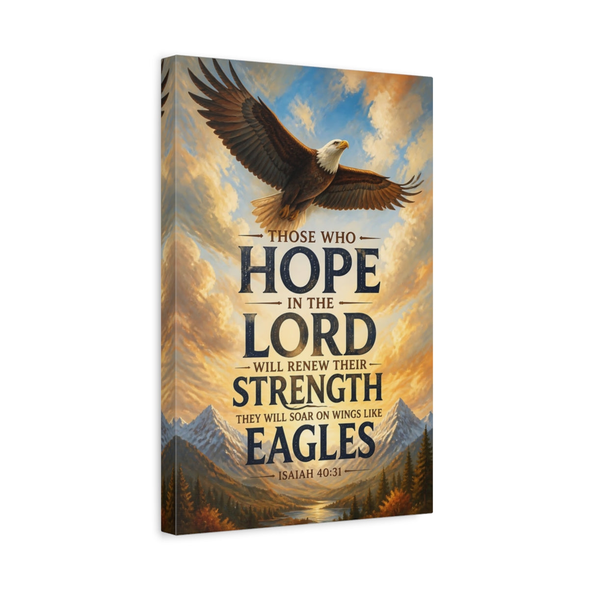 Side Mockup 4. Soaring Bald Eagle shown as canvas print