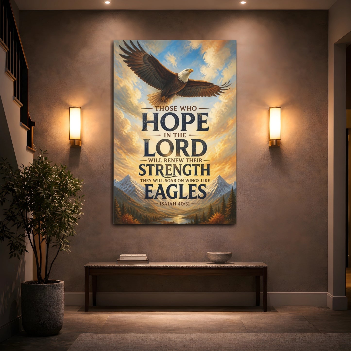 Mockup 2. Soaring Bald Eagle shown as canvas print