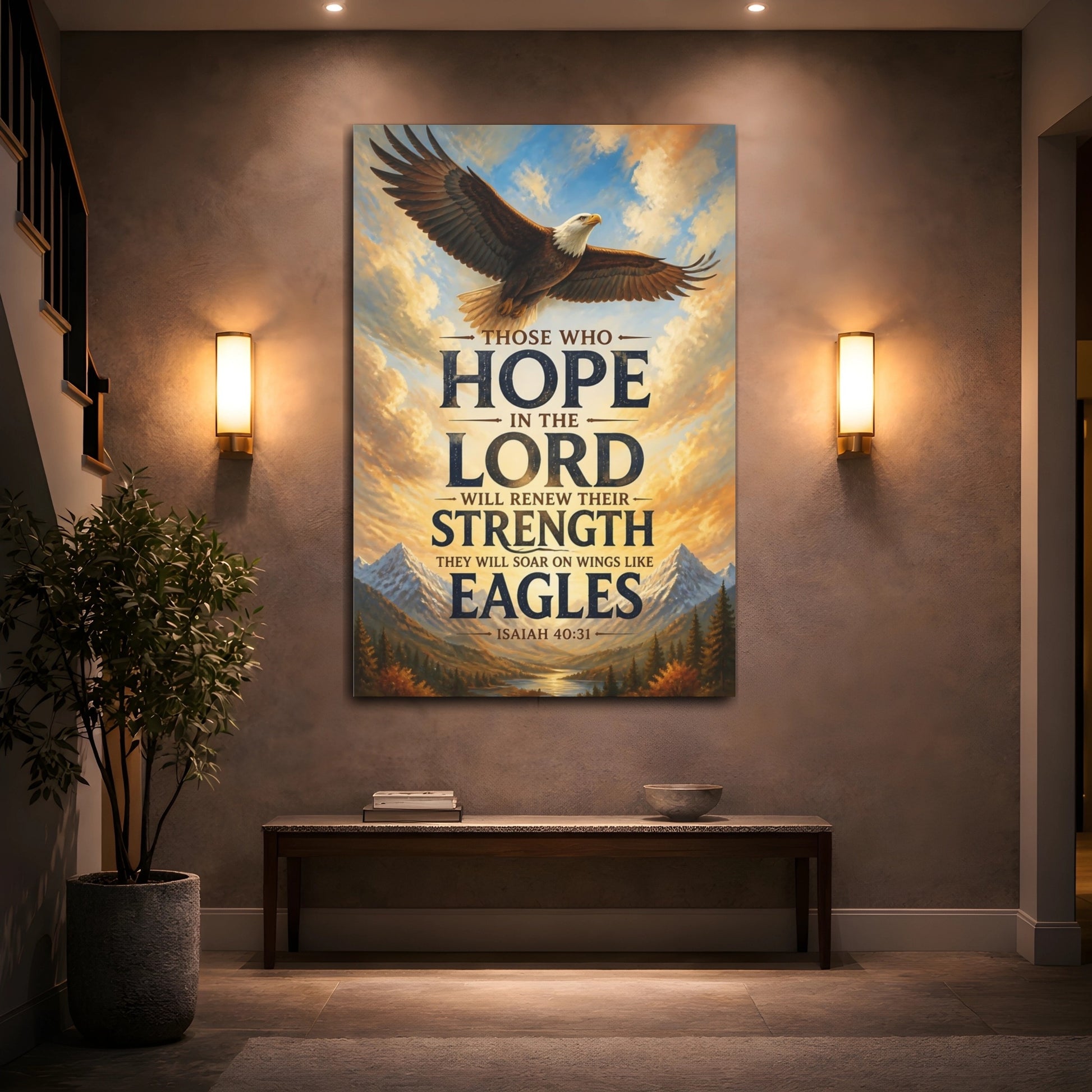 Mockup 2. Soaring Bald Eagle shown as canvas print