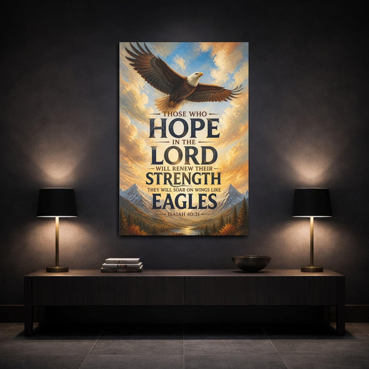 Mockup 3. Soaring Bald Eagle shown as canvas print