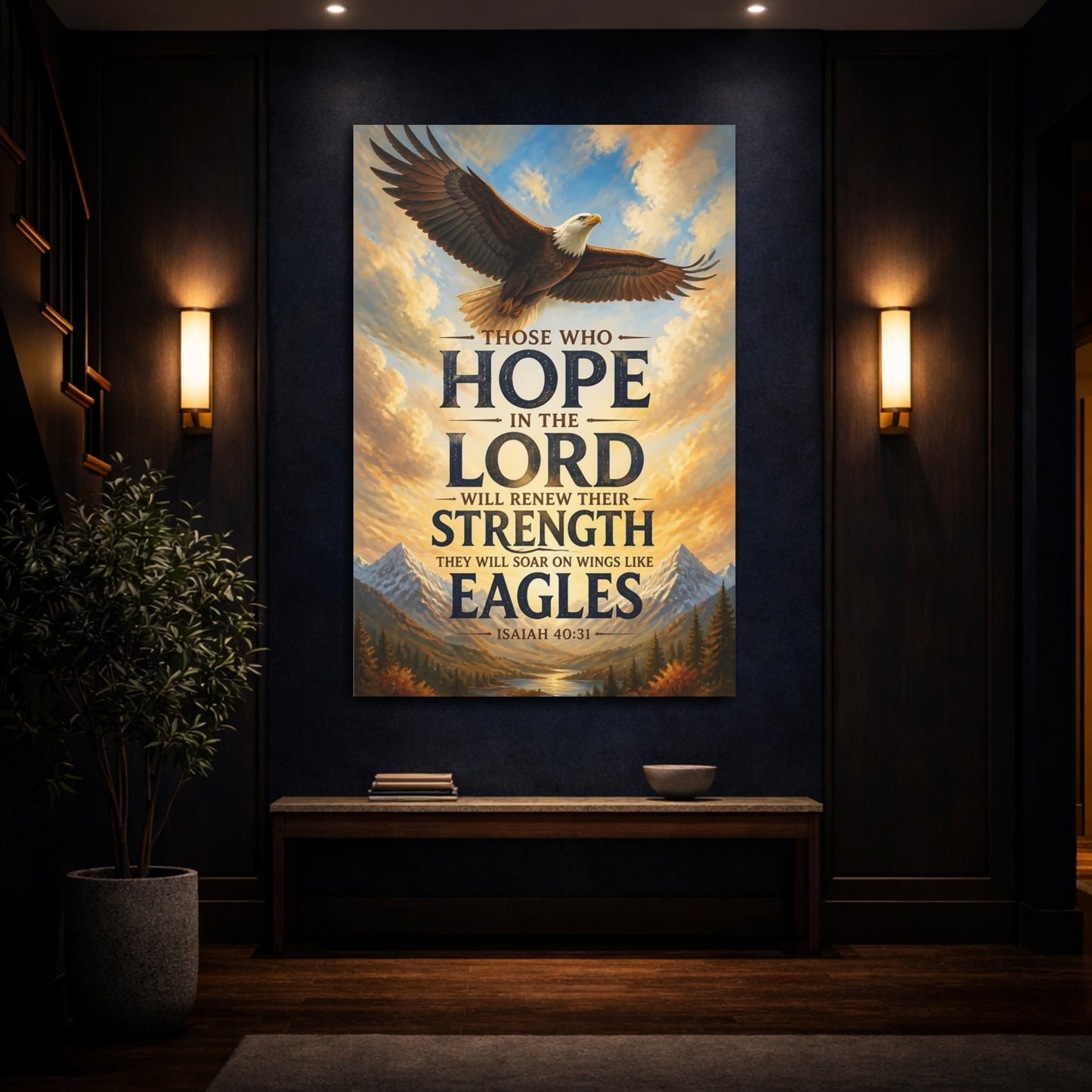 Mockup 4. Soaring Bald Eagle shown as canvas print