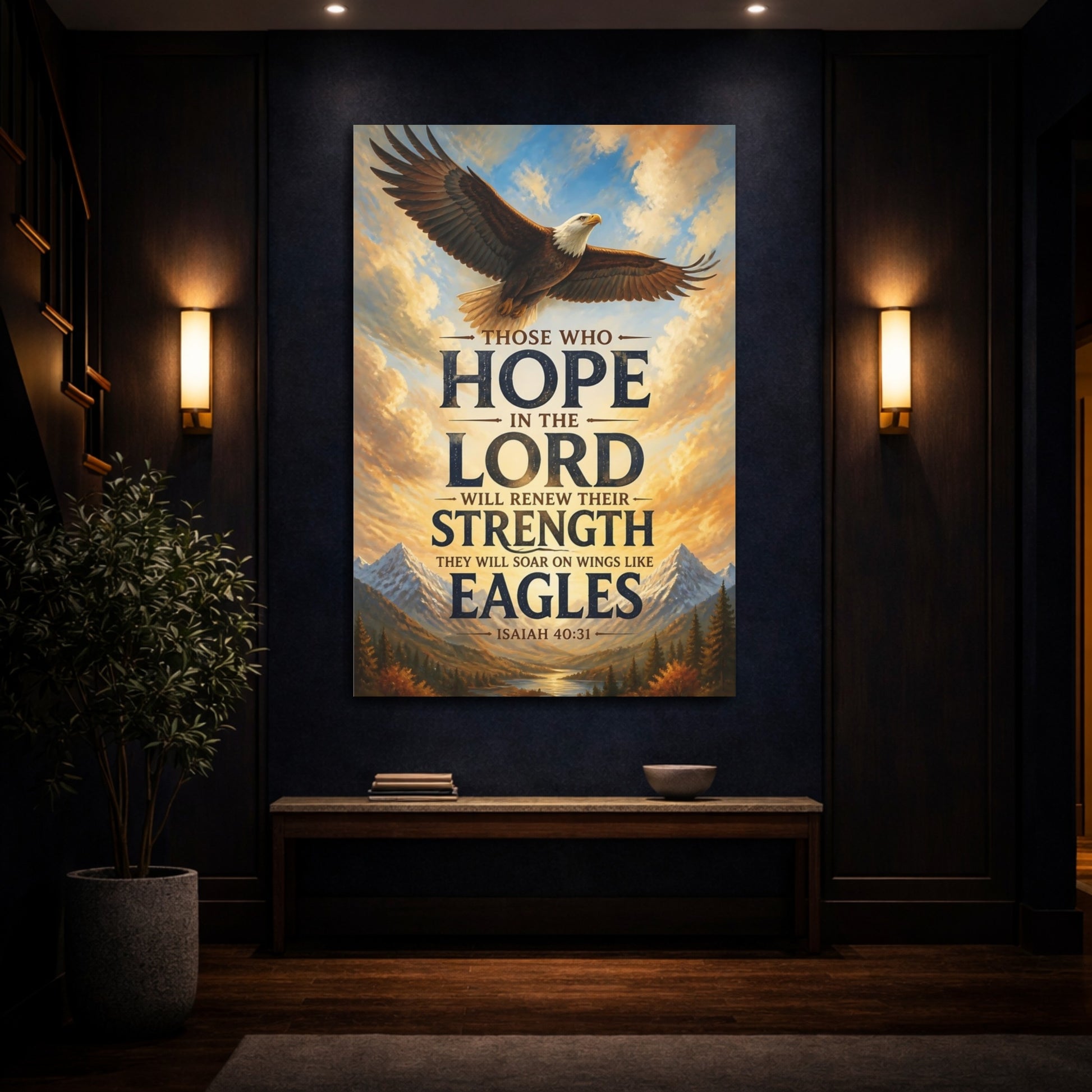 Mockup 4. Soaring Bald Eagle shown as canvas print