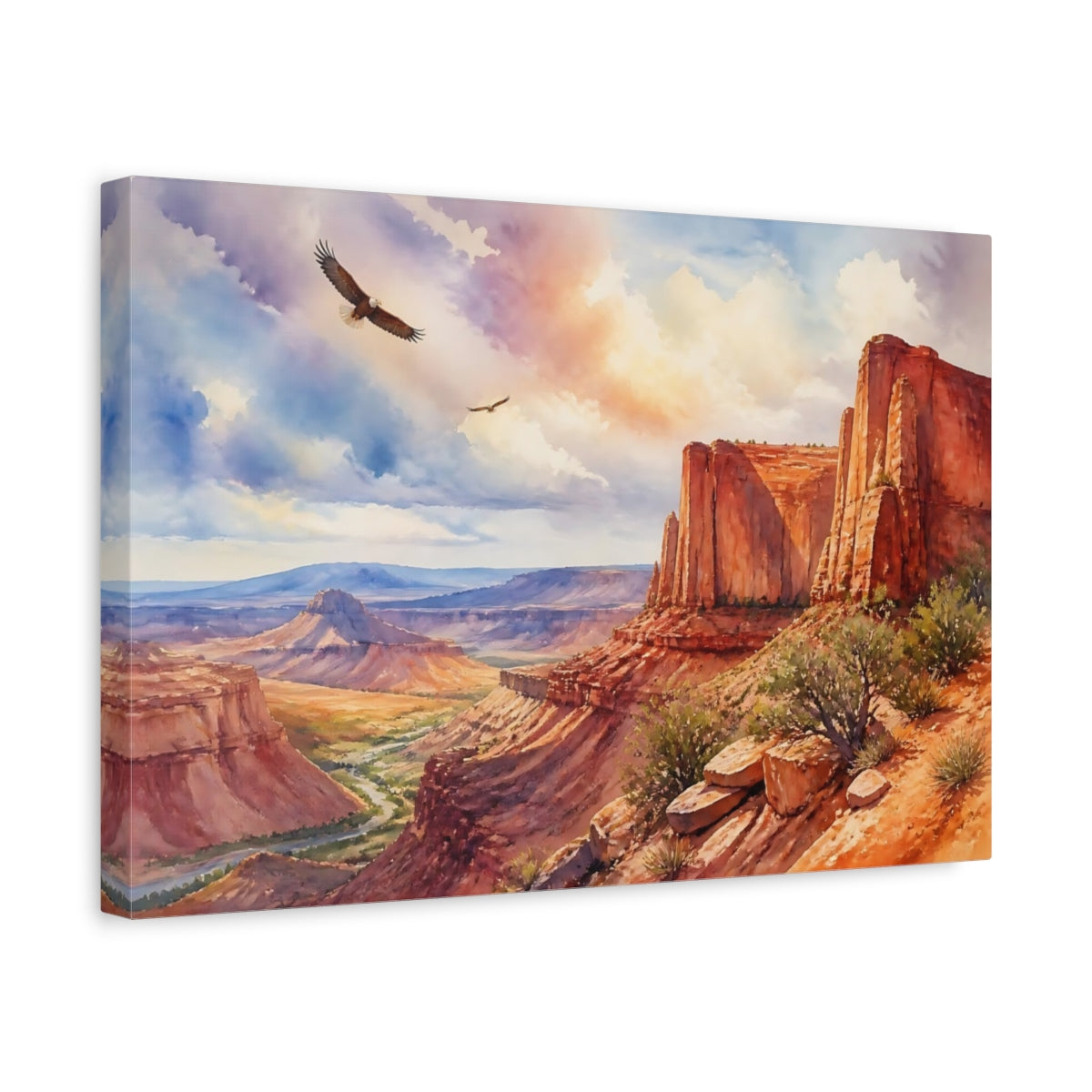 Side Mockup 4. Soaring Over Red Canyon shown as canvas print