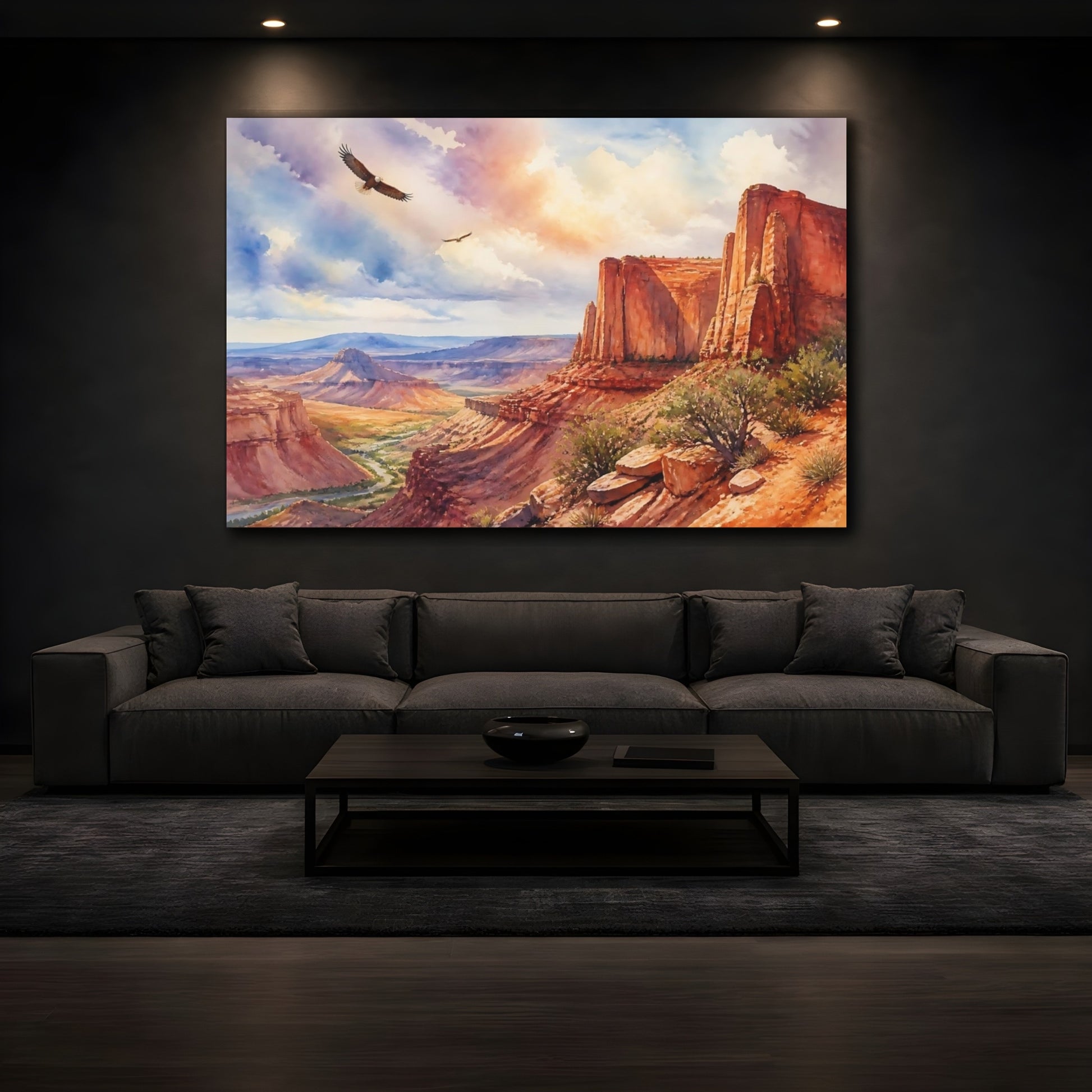 Mockup 3. Soaring Over Red Canyon shown as canvas print