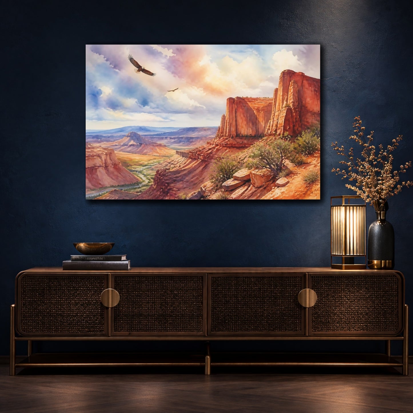 Mockup 4. Soaring Over Red Canyon shown as canvas print