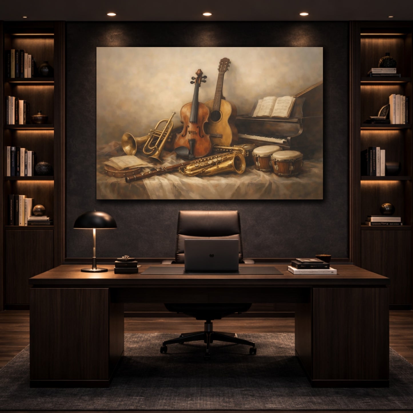 Mockup 4. Soft Abstract Instrument Collection Display Scene shown as stretched canvas wall art