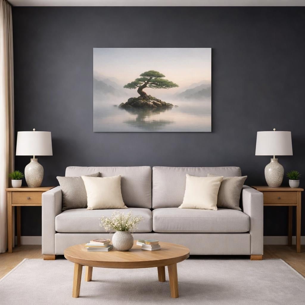 Soft Dreamscape Bonsai Tree Nature - Canvas Wall Art Print - YesArtYes