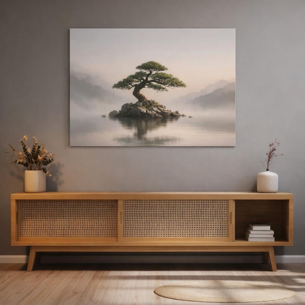 Soft Dreamscape Bonsai Tree Nature - Canvas Wall Art Print - YesArtYes