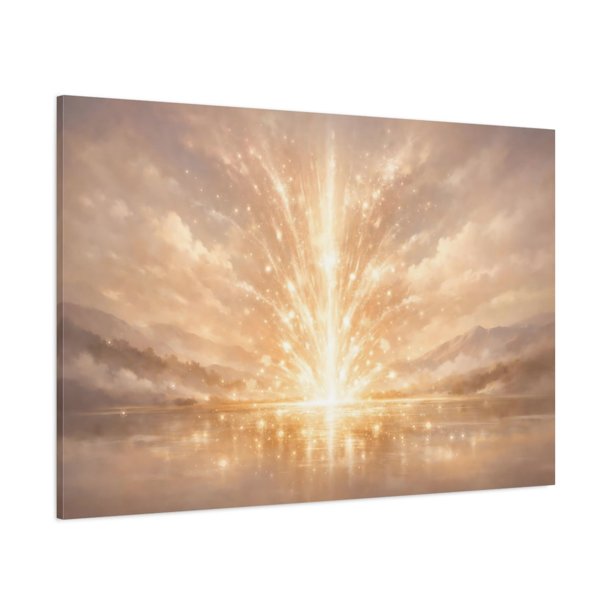 Soft Dreamscape Champagne Pop shown as stretched canvas wall art
