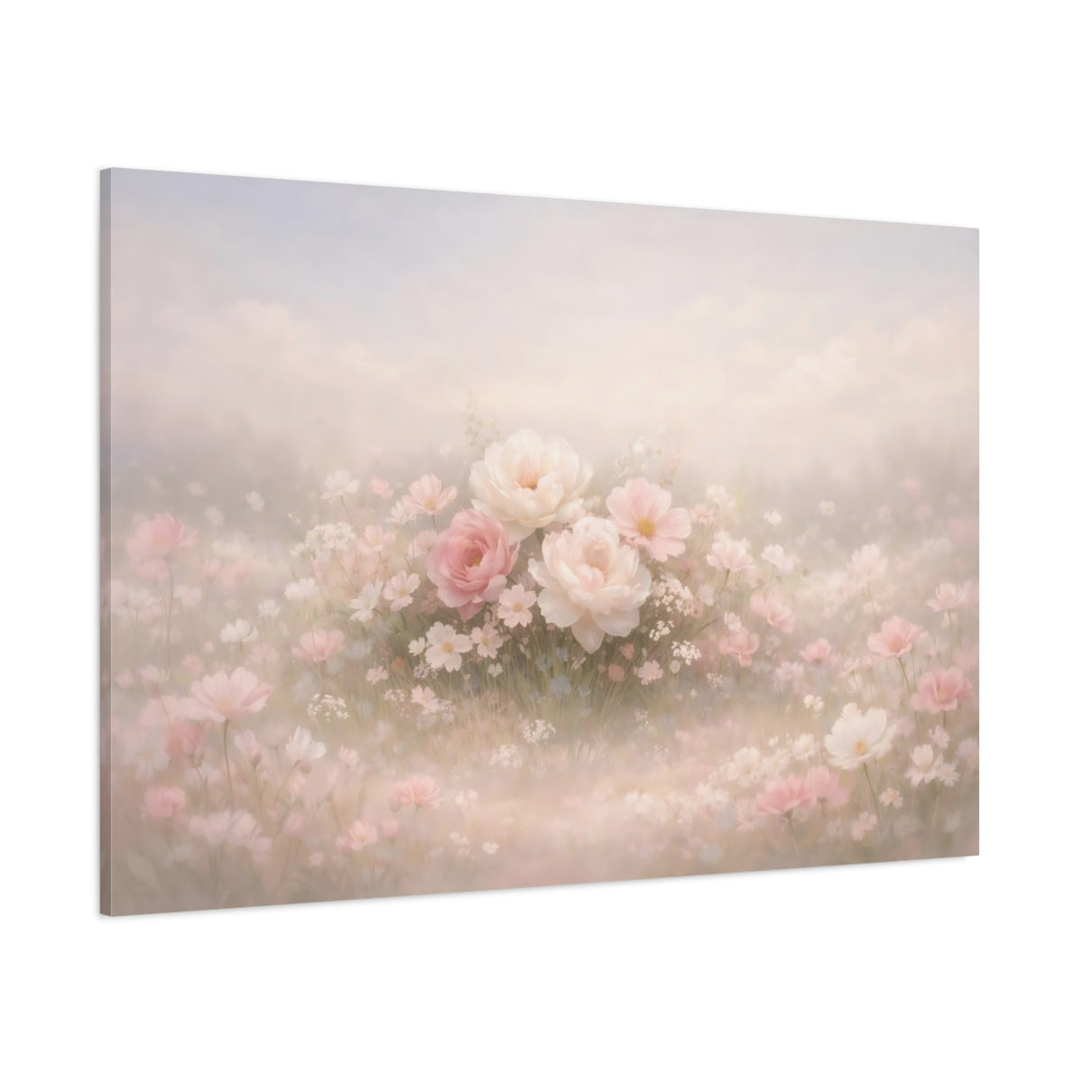 Soft Dreamscape Flowers Feminine shown as stretched canvas wall art