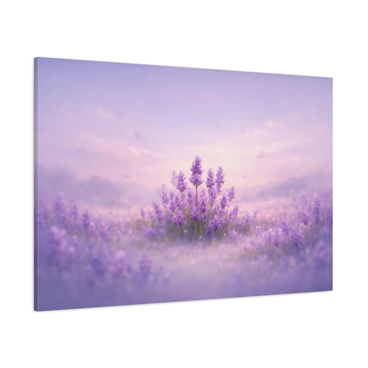 Soft Dreamscape Flowers Lavender shown as stretched canvas wall art