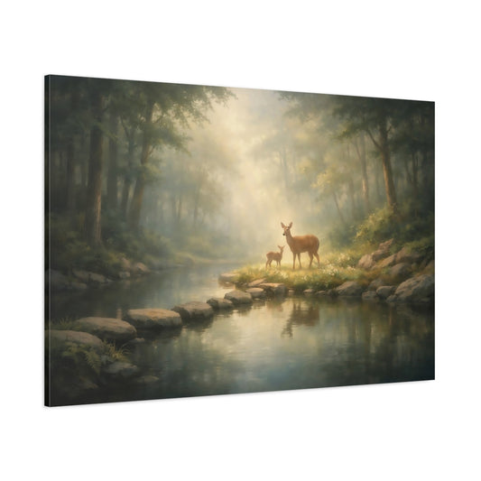 Soft Dreamscape Forest Serene shown as stretched canvas wall art