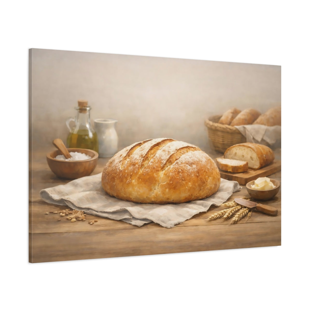 Soft Dreamscape Fresh Bread shown as stretched canvas wall art