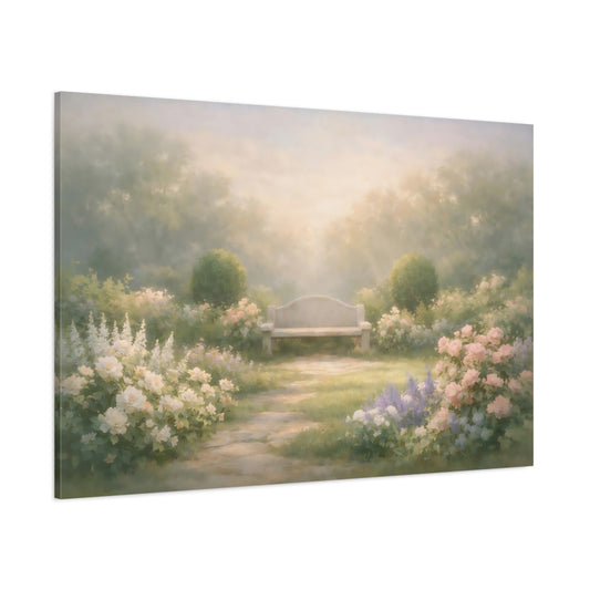Soft Dreamscape Garden Greenery shown as stretched canvas wall art
