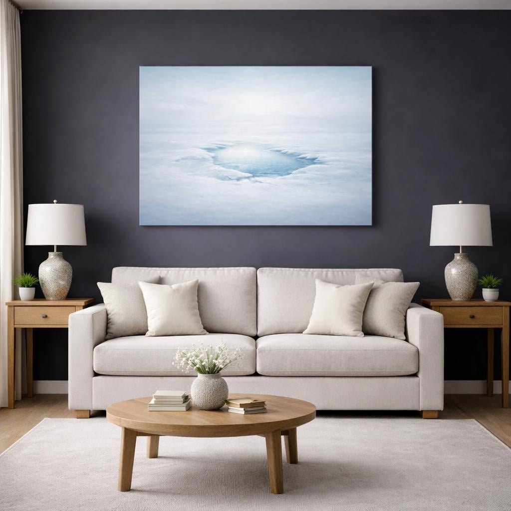 Soft Dreamscape Ice Surface Texture Frozen Lake Nature - Canvas Wall Art Print - YesArtYes