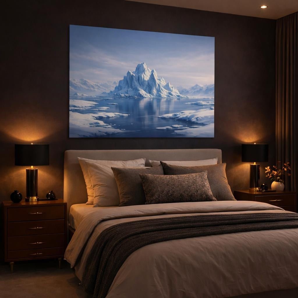 Soft Dreamscape Polar Ice Field Iceberg Nature - Canvas Wall Art Print - YesArtYes