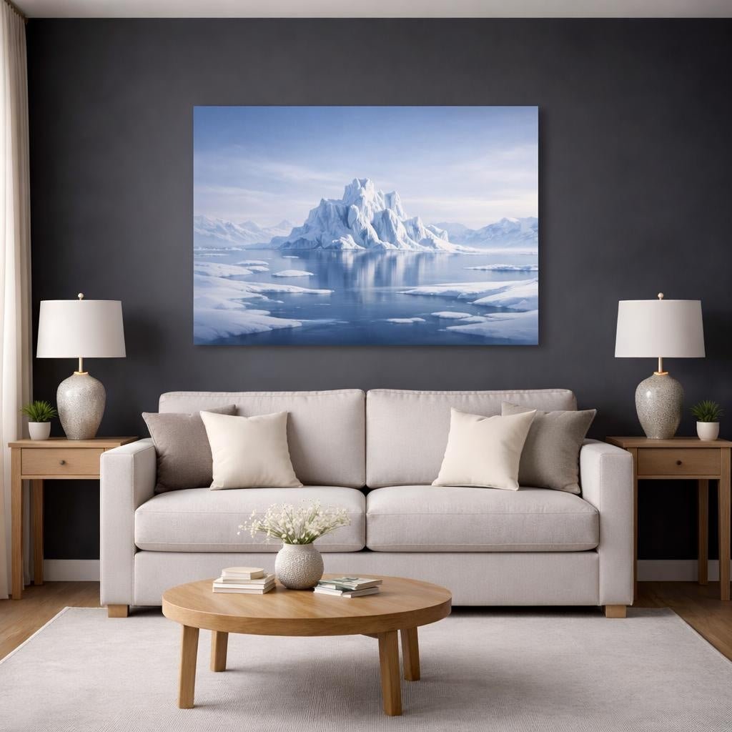 Soft Dreamscape Polar Ice Field Iceberg Nature - Canvas Wall Art Print - YesArtYes