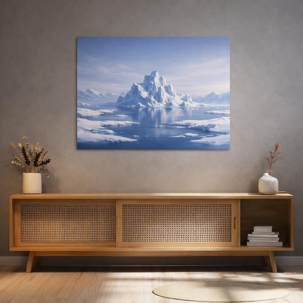 Soft Dreamscape Polar Ice Field Iceberg Nature - Canvas Wall Art Print - YesArtYes