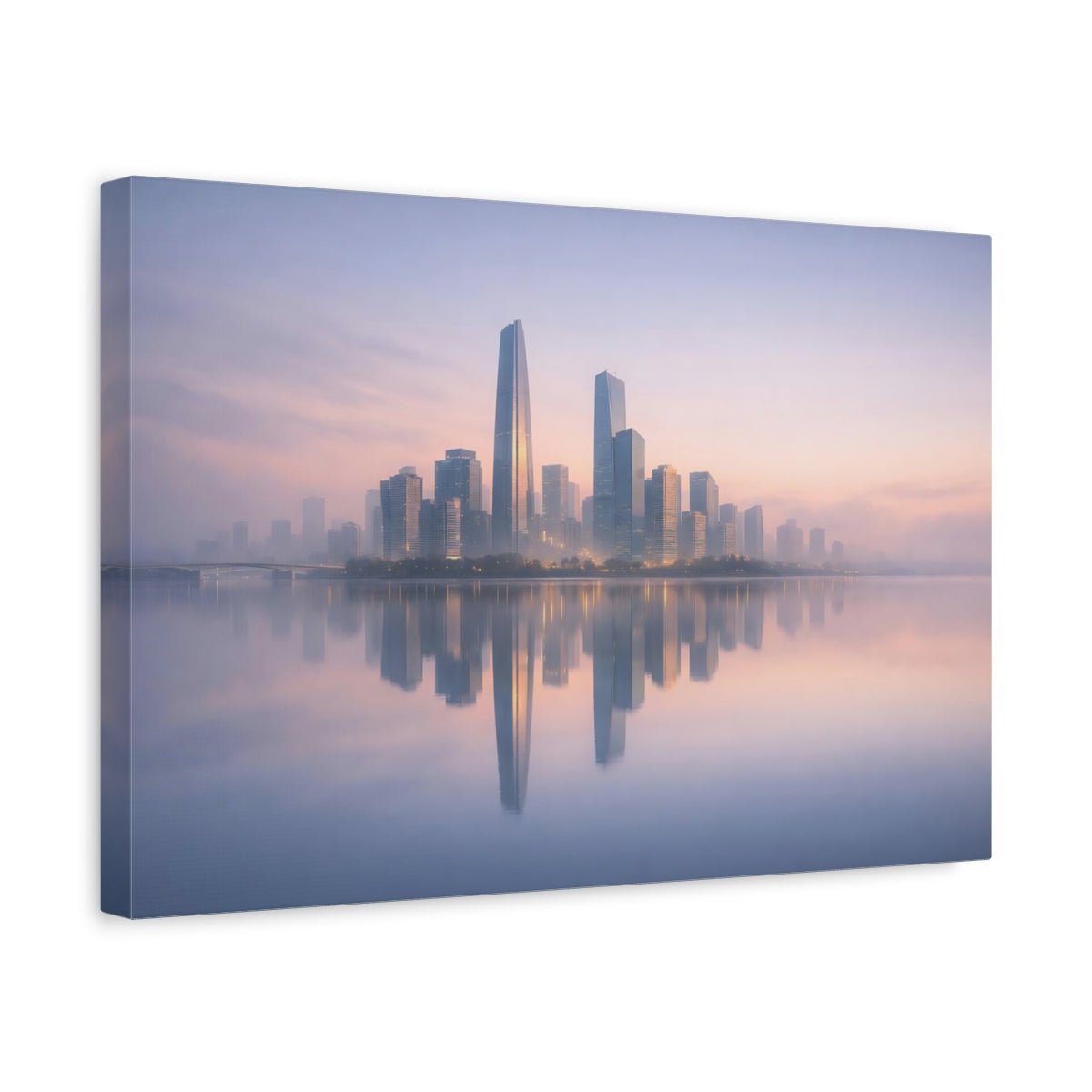 Soft Dreamscape Urban Reflection City Skyline Abstract - Canvas Wall Art Print - YesArtYes