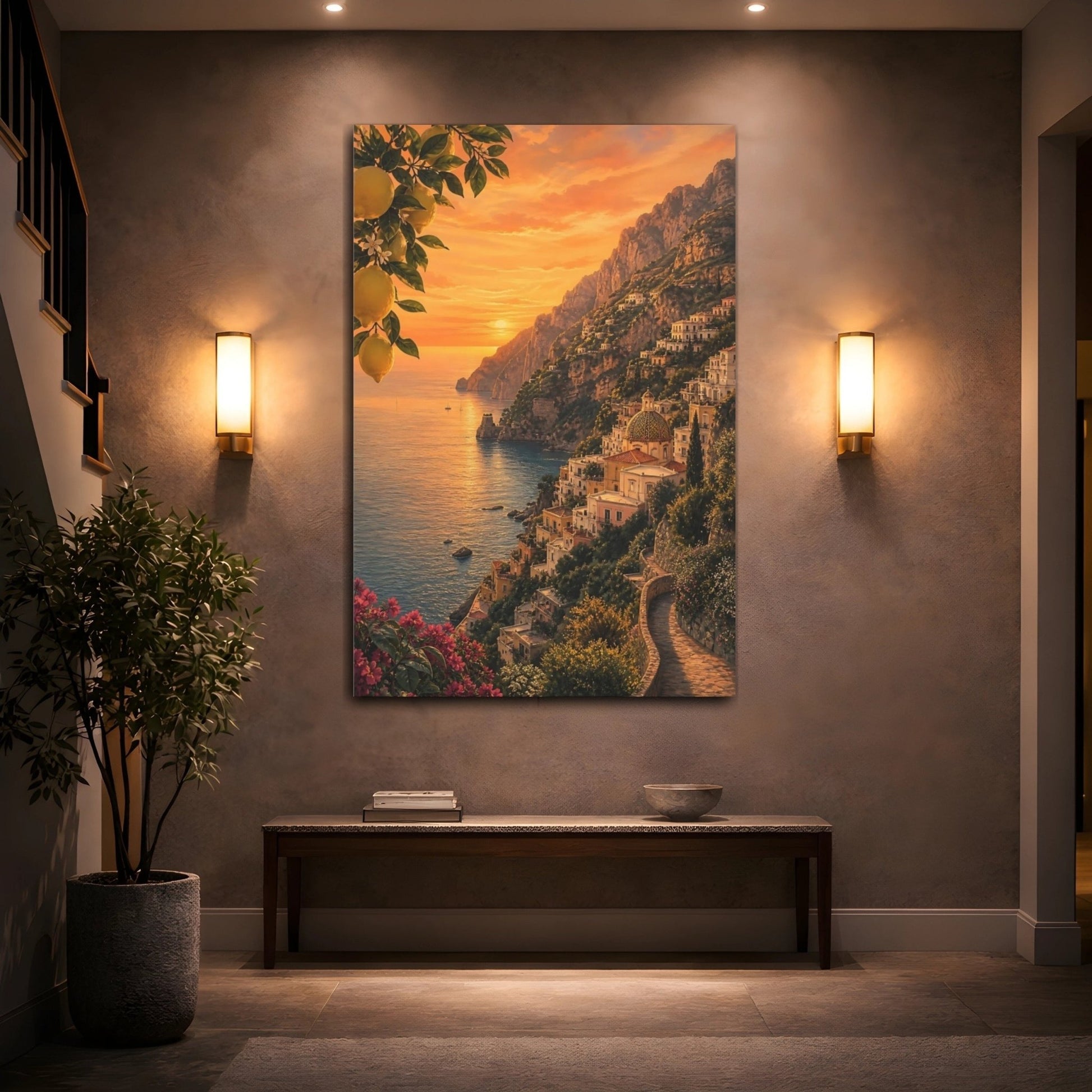 Soft Expressionist Scenery With Muted Movement Canvas Print – Mediterranean Living Room, Above Couch - YesArtYes